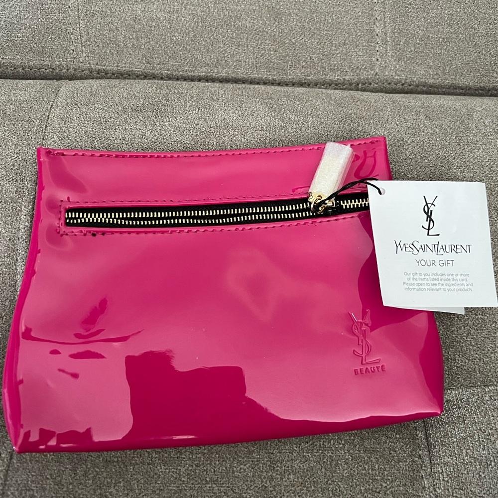 NWT Yves Saint Laurent YSL Beaute Pink Zipper Pouch